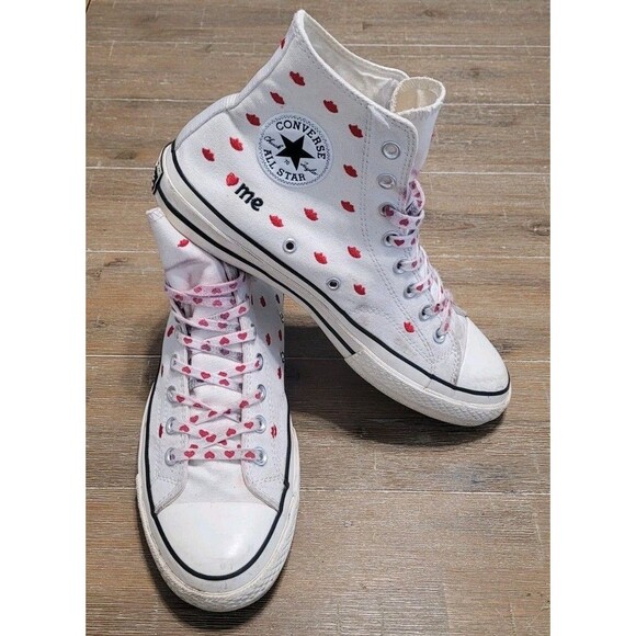 Converse Chuck 70 Embroidered Lips High Love Me Vtg White Men's 8.5 Wmns 10.5 - Picture 1 of 8